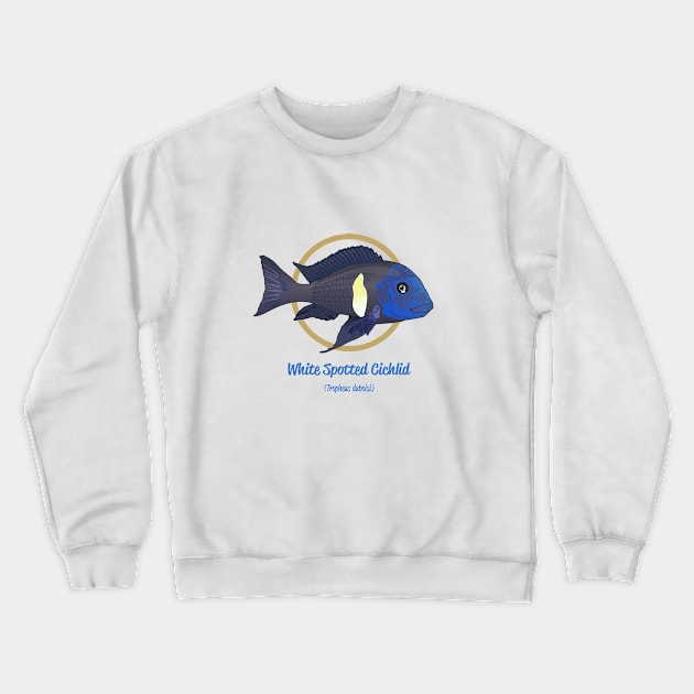 White Spotted Cichlid Crewneck Sweatshirt by Reefhorse